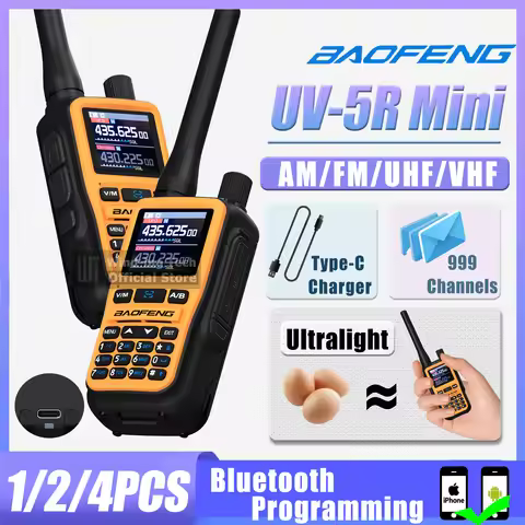 1/2/4PCS Baofeng UV 5R Mini Walkie Talkie Bluetooth Read Write Frequency FM Type-C Jack Frequency Ho