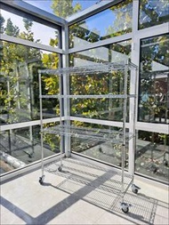倉庫鍍鉻貨架定製不鏽鋼帶輪移動置物架家用防靜電物料架展示架子