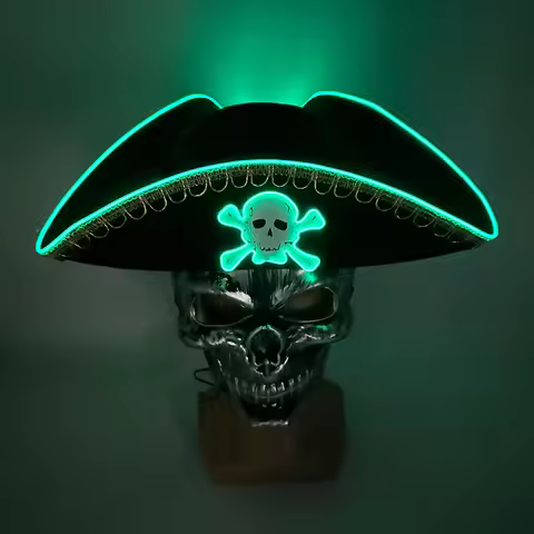 LED Pirate Hat Pirate Theme Holiday Cosplay Pirate Costume Decorations Glowing Captain Hat Colonial 