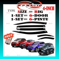 (6 PCS) Air Press Proton X90 Window Tingkap kereta Proton X70 Door Visor Mugen tingkap kereta Proton