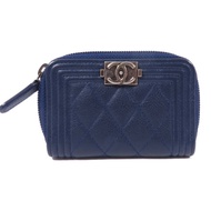 CHANEL 牛皮皮革Boy Card Case銀扣卡片套