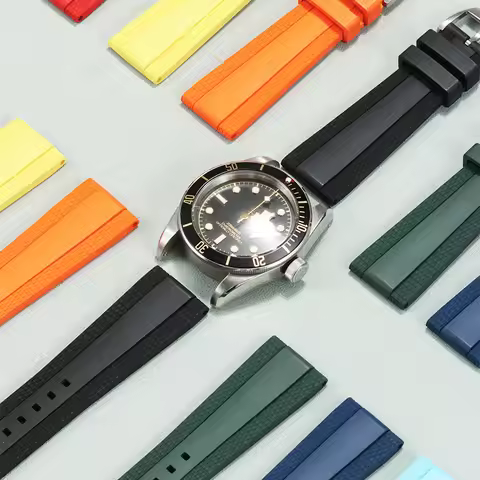 Fluorine rubber watch strap does not accumulate dust for original Tudor BLACK BAY PRO 1958 GMT 54 Bl