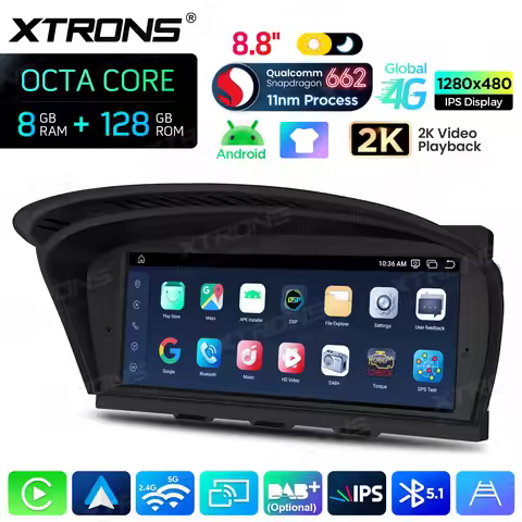 XTRONS 8.8'' Android 14 Octa Core 8+128GB Car Radio For BMW 3/5 Series E60 61 /E90 91 92 93 CIC CCC 