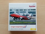 【限定版】▪1:400  Virgin Express 1/400  Boeing 737-300 [Limited Editioin #0656] (mit/ with Winglets) 維珍快運 (維珍航空) (Reg no.: OO-VEX) (EAN: 4013150560252) [#飛機模型#Diecast Aircraft #ダイキャスト航空機] HERPA WINGS Model No. 560252  ヘルパウィングス