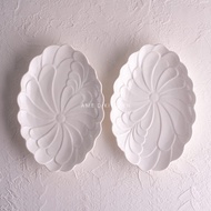 Piring saji keramik kecil bunga oval