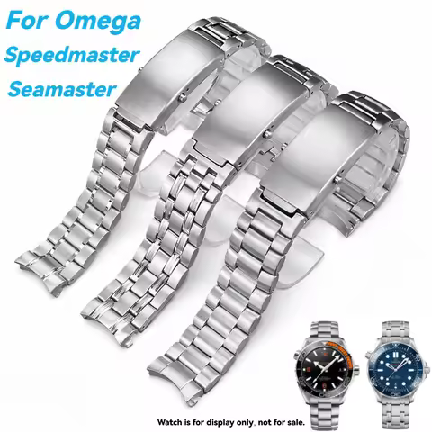 Silver Solid Stainless Steel Watchband 18mm 20mm 22mm High Quality For Omega 007 Seamaster Diver 300
