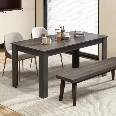 Dining Table, 63" L x 31.5" W x 30" H Large Farmhouse Center Table with 330LBS Capacity, Kitchen Tab