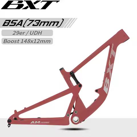 BXT T1000 29er Full Suspension Carbon Frame, Disc Brake Mountain Bike AM Suspension Frame 29er Boost