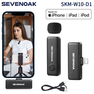 Sevenoak SKM-W10 2.4GHZ Wireless Lavalier Microphone USB-C Wireless Clip On Mic Lightning Connector For Android/ Type-C iPhone iPad Smartphone Mini Mic For Podcast Facebook YouTube Vlogging Video Recording