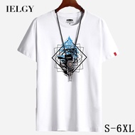 IELGY【S-6XL】CottonIELGY 【S-6XL】Short-sleeved T-shirt men's summer new round neck  loose large size men's Hong Kong style shirt bottom half sleeve large size