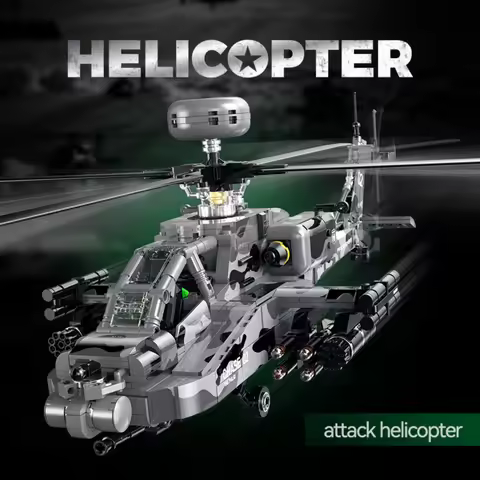 1116pcs Apache Helicopter Building Blocks AH-64 Helicopter Gunships Military Plane Aircraft Model Br