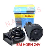 1SET 2PC Genuine BSEOCH Midnight Black Dual Tone BM Horn 24V Automotive For Lorry UNIVERSAL