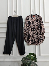 COD - Setelan Wanita Motif Stiped Rayon Twill - Oneset Salur Rayon Termurah