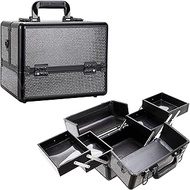 Ver Beauty 2-tiers extendable trays makeup artist cosmetic storage organizer train case shoulder str