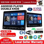 2026 Newest Double Knob Android Player 6GB+64GB android car player 9/10 inch Car Multimedia MP5 Play