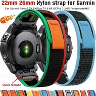 22mm 26mm Nylon strap for Garmin Fenix7X 6 6X 6S Pro 5 5X 5S Plus 3 3HR Forerunner945 High quality Smartwatch Watch Loop Band