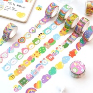 100Pcs Cute Flower Bear Rainbow Masking Washi Tape Set