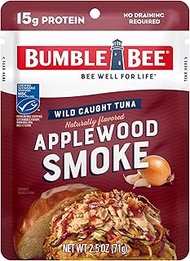 Bumble Bee Applewood Smoke Seasoned Tuna, 2.5 oz Pouch - Ready to Eat - Wild Caught Tuna Packet - 15