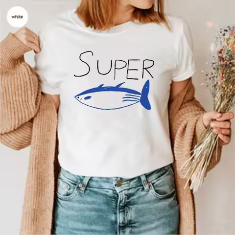 Tuna Fish T-Shirt Super Tuna Jin Shirt Jin Kpop T Shirt Fish Graphic Tshirt Short Sleeves Tops Fans