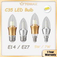 [6PCS] TOMAX Retro Energy Saving Bulb E14 E27 Lamp Holder Silver Golden Bulb LED Corn Bulb Household Gypsophila Bulb Lamp Lamp Replacement Bulb Bedroom Living Room Retro Lamp