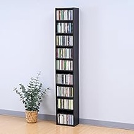 Yamazen CCDCR-2615(DBR) R Rack, 9 Tiers, CD Rack, Bookcase, Slim Capacity, Movable Shelf, Comic, DVD