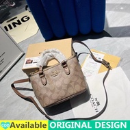 (Premium Quality ) 2024 New Original COACH Handbag Women's PU Leather Tote Bag Single Sling Bag Brown Cross Body Shoulder Bag Korean Fashion Student Large Capacity Shopping Bag