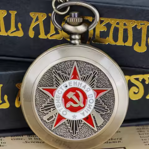 Soviet Retro Badges Hammer Sickle Icon Quartz Pocket Watch Men Watches USSR Vintage Pendant Gift Clo