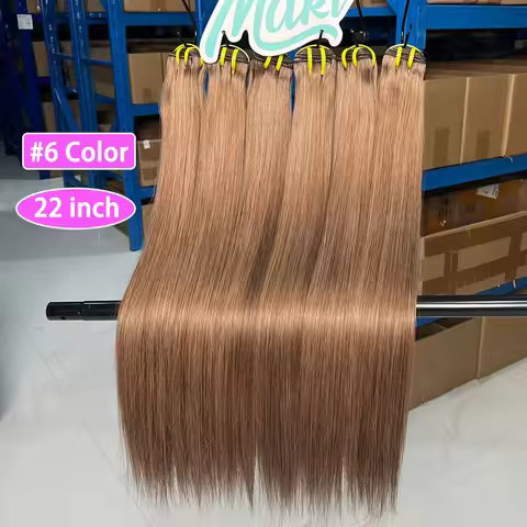 #6 Colored Straight Human Hair Bundles 100% Virgin Human Hair Extensions Weaving 100 Grams 16-26 Inc