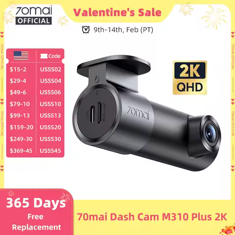 70mai Dash Cam M310 Plus 2K English Voice Control 1440P WDR Night Vision 24H Parking Surveillance 70
