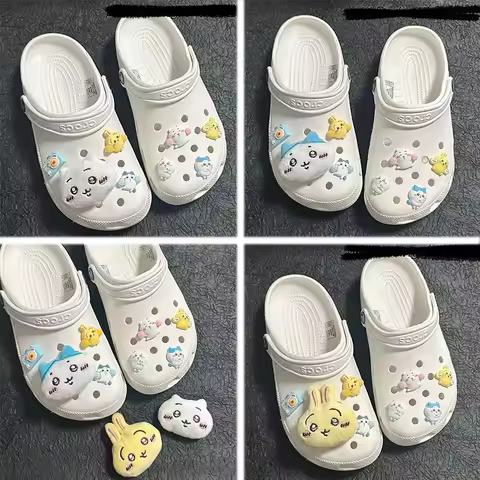 New Cartoon Cute jiyi Clogs Shoe Buckle Kawaii ハチワレ Hachiware うさぎ USAG ちいかわ Shoe Flower Shoe Buckle 