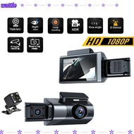 WATTLE Vehicle Recorder, APP Control 3 Lens Car DVR,  Night Vision Loop Recording HD Car Dashcam Veh