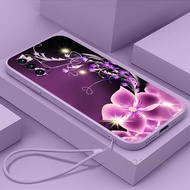Case for OPPO reno 3 OPPO reno 4 4G OPPO reno 5 reno 5 pro reno 7 purple rose New 2023 phone case straight edge liquid silicone protective cover give hanging rope