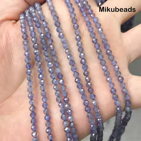 Natural 3.7mm 3A Cordierite Iolite Faceted Round Loose Beads For Making Jewelry DIY Necklace Bracele
