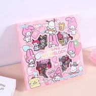 100Pcs Sticker Sanrio Kuromi Melody Cinnamoroll PET Transparent Waterproof Sticker Cartoon DIY Stat