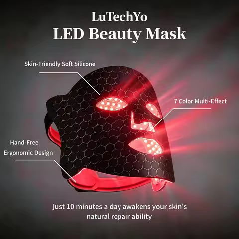 Skin Care LuTechYo 7 Colors LED Beauty Mask Red Light Therapy Silicone Face Skin Care Facial Health 