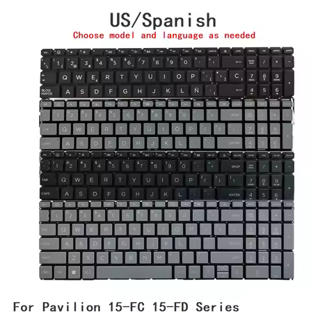 New US Spanish Language Backlit Keyboard For HP Pavilion 15-FC 15-FD Series Notebook PC Replacement 