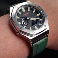 GA-2100 AP GREEN STEEL BEZEL RUBBER STRAP PREMIUM CORY 1.1