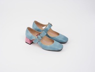 4.6 方頭飾扣瑪莉珍跟鞋 - 水藍