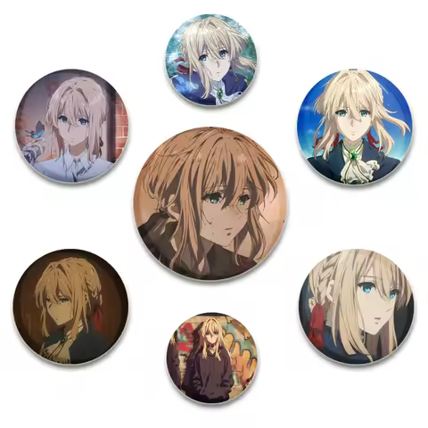 32/44/58MM Anime Cartoon Character Violet Evergarden Enamel Pin Badges Handmade Tinplate Brooch Deco