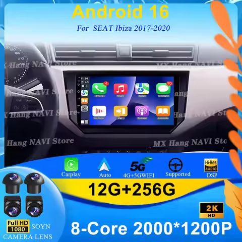 CarPlay+auto Android 16 car For SEAT Ibiza 2017- 2020 Android 16 Multimedia video Player Navigation 