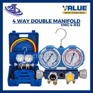 VALUE Air-Cond 4-WAY Manifold Gauge Set VMG-4-R32 (R32, R410, R407C, R134A)