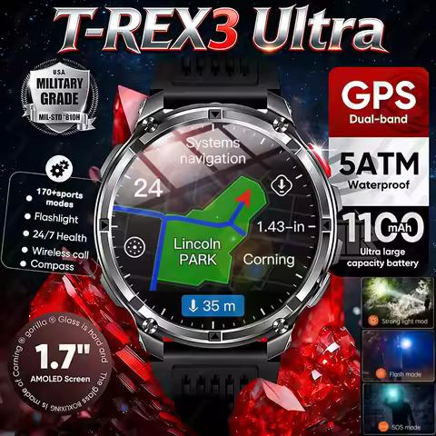 2026 New T-Rex3 Ultra 1100mAh Super Capacity Battery Adult Men Smart Watch 1.7" Large Screen Call 5A
