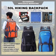 50L Hiking Backpack Travel Bag Large Capacity Water-resistant Nylon Trekking Camping Outdoor Bagpack