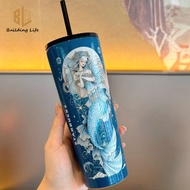 Starbucks Cup Romantic Siren Goddess Tumbler 500ml 304 Stainless Steel Straw Cup Vacuum Insulated Tr