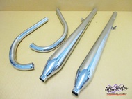 HONDA C72 CA72 C77 CA77 -- EXHUAST & HEADER PIPE CHROME SET #ท่อไอเสีย ท่อคู่ ทรง BM พร้อมคอท่อ ชุบโ