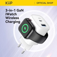 KiiP WH32 3-in-1 Fast Charging Adapter Charger GaN6 22W USB-A USB-C iWatch Wireless Charging/
