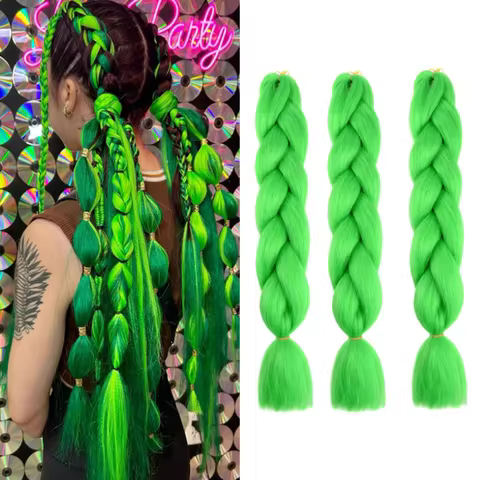 Green Braiding Hair Extensions 24Inch Synthetic Jumbo Crochet Twist Braids Hair for Braiding Box Twi