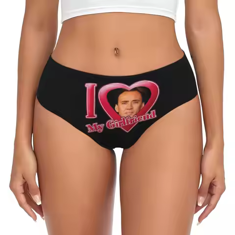 Custom Women's Personalized Face Photo Brief Panties Female Comfort I Love Girlfriend Underwear Unde