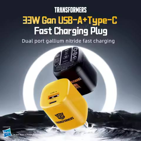 Transformers 33W PD Fast Charger TF-K22 USB Type C GaN Fast Charging Charger US Plug Adapter 90° Fol