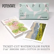 POTENTATE TICKET-CUT 8x15.5cm (3x6"in.)100% COTTON Watercolor paper CARDS-300gsm, 20 shts, HOT Press